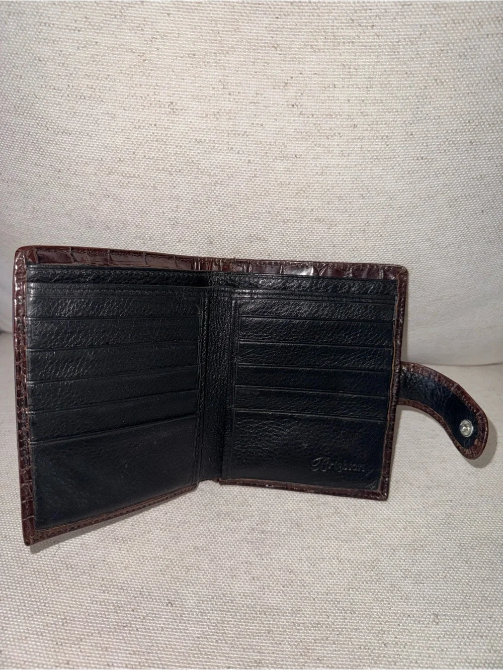 Vintage Brighton Brown Croc-Embossed Heart Leather Boho Bifold Women’s Wallet